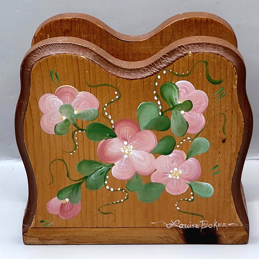 Vintage Tole Painted Wooden Letter Mail Holder Farmhouse Rustic Kitchen Decor